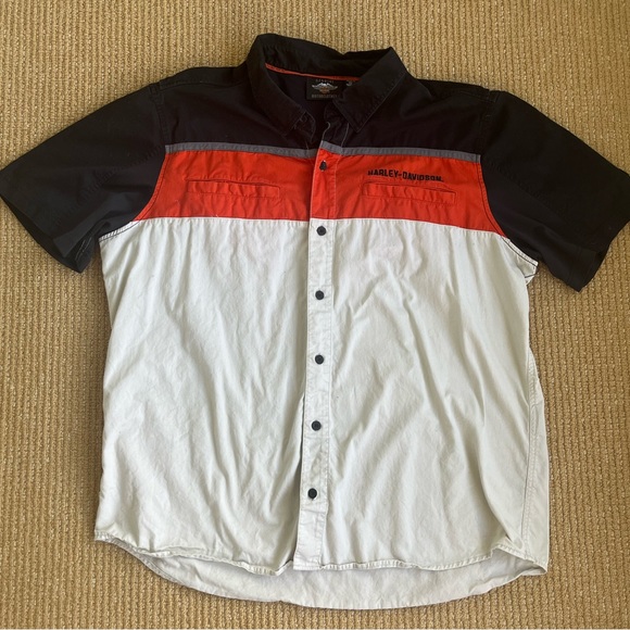 Harley-Davidson Men's Performance Vented Colorblock Shirt Orange Black SZ 2XL - Picture 1 of 12